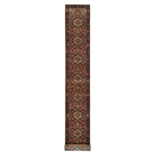 Load image into Gallery viewer, 2&#39;7&quot;x23&#39;9&quot; Tuscan Red, Antiqued Fine Heriz Re-Creation, Dense Weave, Organic Wool, Vegetable Dyes, Hand Knotted, XL Runner Oriental Rug FWR540546