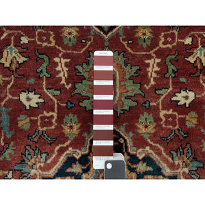 2'7"x23'9" Tuscan Red, Antiqued Fine Heriz Re-Creation, Dense Weave, Organic Wool, Vegetable Dyes, Hand Knotted, XL Runner Oriental Rug FWR540546