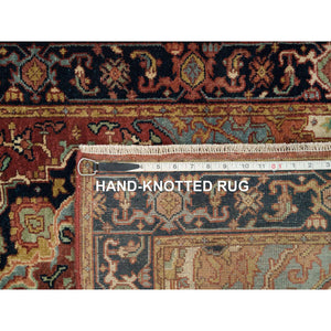 2'7"x23'9" Tuscan Red, Antiqued Fine Heriz Re-Creation, Dense Weave, Organic Wool, Vegetable Dyes, Hand Knotted, XL Runner Oriental Rug FWR540546