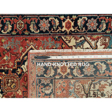 Load image into Gallery viewer, 2&#39;8&quot;x18&#39; Carmine Red, Natural Dyes, Dense Weave, Hand Knotted, Antiqued Fine Heriz Re-Creation, Organic Wool, Runner Oriental Rug FWR540552