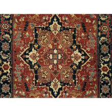 Load image into Gallery viewer, 2&#39;6&quot;x24&#39; Maroon Red, Natural Dyes, Dense Weave, Hand Knotted, Antiqued Fine Heriz Re-Creation, Organic Wool, XL Runner Oriental Rug FWR540564