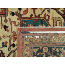 Load image into Gallery viewer, 10&#39;x10&#39; Rust Red, Ivory Color Corners, Natural Dyes, Soft Pile, Dense Weave, Hand Knotted, Antiqued Fine Heriz Re-Creation, Organic Wool, Square Oriental Rug FWR540618