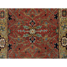 Load image into Gallery viewer, 2&#39;7&quot;x24&#39; Auburn Red, Dense Weave, Antiqued Fine Hand Knotted Soft Pile Heriz Re-Creation, Extra Soft Wool, XL Runner Oriental Rug FWR540654