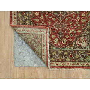 2'8"x16' Turkey Red, Plush Pile, Antiqued Tabriz Haji Jalili Design, Hand Knotted, 100% Wool, Natural Dyes, Dense Weave, XL Runner Oriental Rug FWR540672