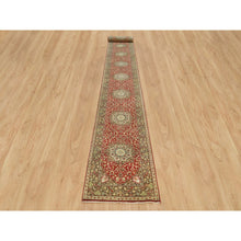 Load image into Gallery viewer, 2&#39;7&quot;x22&#39; Cherry Red, Antiqued Tabriz Haji Jalili Design, Fine Weave, Natural Dyes, All Wool, Plush Pile, Hand Knotted, XL Runner Oriental Rug FWR540696