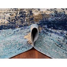 Load image into Gallery viewer, 9&#39;10&quot;x9&#39;10&quot; Aegean Blue with Beige, Mosaic Design, Wool and Silk, Hand Knotted, Square, Oriental Rug FWR60030