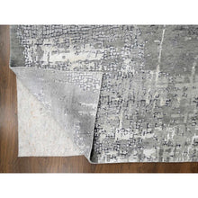 Load image into Gallery viewer, 10&#39;x13&#39;10&quot; Medium Gray, Abstract With Mosaic Design, Wool And Silk, Hand Knotted, Oriental Rug FWR60054