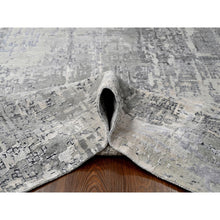 Load image into Gallery viewer, 10&#39;x13&#39;10&quot; Medium Gray, Abstract With Mosaic Design, Wool And Silk, Hand Knotted, Oriental Rug FWR60054