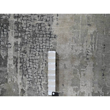 Load image into Gallery viewer, 10&#39;x13&#39;10&quot; Medium Gray, Abstract With Mosaic Design, Wool And Silk, Hand Knotted, Oriental Rug FWR60054