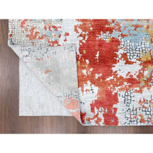 Load image into Gallery viewer, 10&#39;x13&#39;10&quot; Dark Coral With Cloud Gray, Abstract With Fire Mosaic Design, Wool And Silk, Hand Knotted, Oriental Rug FWR60060