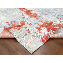 Load image into Gallery viewer, 10&#39;x13&#39;10&quot; Dark Coral With Cloud Gray, Abstract With Fire Mosaic Design, Wool And Silk, Hand Knotted, Oriental Rug FWR60060