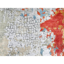 Load image into Gallery viewer, 10&#39;x13&#39;10&quot; Dark Coral With Cloud Gray, Abstract With Fire Mosaic Design, Wool And Silk, Hand Knotted, Oriental Rug FWR60060