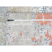 Load image into Gallery viewer, 10&#39;x13&#39;10&quot; Dark Coral With Cloud Gray, Abstract With Fire Mosaic Design, Wool And Silk, Hand Knotted, Oriental Rug FWR60060