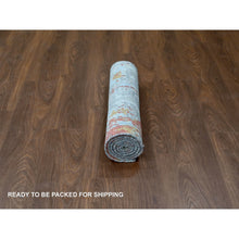 Load image into Gallery viewer, 2&#39;7&quot;x5&#39;8&quot; Burnt Orange with Coin Gray, Wool and Silk, Abstract with Fire Mosaic Design, Hand Knotted, Runner, Oriental Rug FWR60066