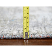 Load image into Gallery viewer, 2&#39;7&quot;x5&#39;10&quot; Burnt Orange With Medium Gray, Abstract With Fire Mosaic Design, Wool And Silk, Hand Knotted, Runner, Oriental Rug FWR60072