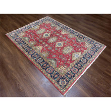 Load image into Gallery viewer, 5&#39;x6&#39;10&quot; Harvard Crimson Red, 100% Wool, Hand Knotted, Karajeh Design with Tribal Medallions, Oriental Rug FWR60120