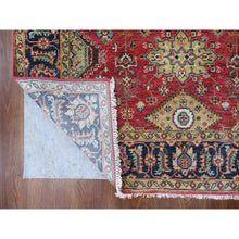 Load image into Gallery viewer, 5&#39;x6&#39;10&quot; Harvard Crimson Red, 100% Wool, Hand Knotted, Karajeh Design With Tribal Medallions, Oriental Rug FWR60120