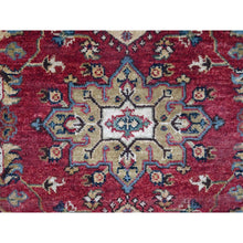 Load image into Gallery viewer, 5&#39;x6&#39;10&quot; Harvard Crimson Red, 100% Wool, Hand Knotted, Karajeh Design With Tribal Medallions, Oriental Rug FWR60120