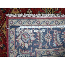 Load image into Gallery viewer, 5&#39;x6&#39;10&quot; Harvard Crimson Red, 100% Wool, Hand Knotted, Karajeh Design With Tribal Medallions, Oriental Rug FWR60120
