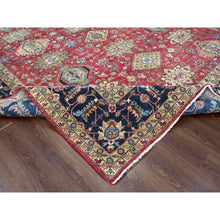 Load image into Gallery viewer, 10&#39;1&quot;x13&#39;10&quot; Falcons Red, Karajeh Design With Tribal Medallions, Soft Wool, Hand Knotted, Oriental Rug FWR60126