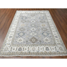 Load image into Gallery viewer, 7&#39;10&quot;x9&#39;9&quot; Ice Gray, Hand Knotted, Karajeh And Geometric Design, Organic Wool, Oriental Rug FWR60156