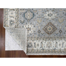 Load image into Gallery viewer, 7&#39;10&quot;x9&#39;9&quot; Ice Gray, Hand Knotted, Karajeh And Geometric Design, Organic Wool, Oriental Rug FWR60156