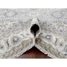 Load image into Gallery viewer, 7&#39;10&quot;x9&#39;9&quot; Ice Gray, Hand Knotted, Karajeh And Geometric Design, Organic Wool, Oriental Rug FWR60156