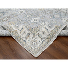 Load image into Gallery viewer, 7&#39;10&quot;x9&#39;9&quot; Ice Gray, Hand Knotted, Karajeh And Geometric Design, Organic Wool, Oriental Rug FWR60156