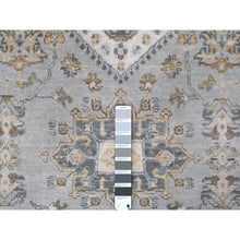 Load image into Gallery viewer, 7&#39;10&quot;x9&#39;9&quot; Ice Gray, Hand Knotted, Karajeh And Geometric Design, Organic Wool, Oriental Rug FWR60156