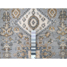Load image into Gallery viewer, 9&#39;x12&#39; Chrome Gray, Organic Wool, Karajeh and Geometric Design, Hand Knotted, Oriental Rug FWR60174