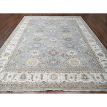 Load image into Gallery viewer, 12&#39;2&quot;x15&#39; Metallic Gray, Hand Knotted, Karajeh And Geometric Design, Organic Wool, Oversized, Oriental Rug FWR60180