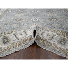 Load image into Gallery viewer, 12&#39;2&quot;x15&#39; Metallic Gray, Hand Knotted, Karajeh And Geometric Design, Organic Wool, Oversized, Oriental Rug FWR60180