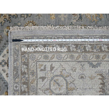 Load image into Gallery viewer, 12&#39;2&quot;x15&#39; Metallic Gray, Hand Knotted, Karajeh And Geometric Design, Organic Wool, Oversized, Oriental Rug FWR60180