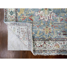Load image into Gallery viewer, 4&#39;x5&#39;9&quot; Grayish Blue, Organic Wool, Denser Weave, Broken And Erased Persian Heriz, Soft Color Palette, Hand Knotted, All Over Design, Oriental Rug FWR60210