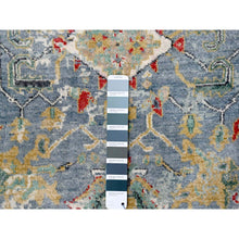 Load image into Gallery viewer, 4&#39;x5&#39;9&quot; Grayish Blue, Organic Wool, Denser Weave, Broken And Erased Persian Heriz, Soft Color Palette, Hand Knotted, All Over Design, Oriental Rug FWR60210