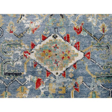 Load image into Gallery viewer, 4&#39;x5&#39;9&quot; Grayish Blue, Organic Wool, Denser Weave, Broken And Erased Persian Heriz, Soft Color Palette, Hand Knotted, All Over Design, Oriental Rug FWR60210