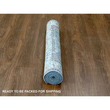 Load image into Gallery viewer, 4&#39;x5&#39;9&quot; Grayish Blue, Organic Wool, Denser Weave, Broken And Erased Persian Heriz, Soft Color Palette, Hand Knotted, All Over Design, Oriental Rug FWR60210