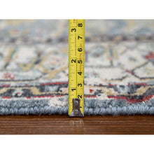 Load image into Gallery viewer, 4&#39;x5&#39;9&quot; Grayish Blue, Organic Wool, Denser Weave, Broken And Erased Persian Heriz, Soft Color Palette, Hand Knotted, All Over Design, Oriental Rug FWR60210