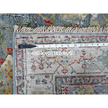 Load image into Gallery viewer, 4&#39;x5&#39;9&quot; Grayish Blue, Organic Wool, Denser Weave, Broken And Erased Persian Heriz, Soft Color Palette, Hand Knotted, All Over Design, Oriental Rug FWR60210