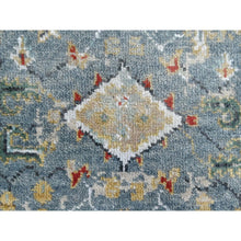Load image into Gallery viewer, 2&#39;x3&#39; Grayish Blue With Soft Color Palette, Organic Wool, Denser Weave, Broken And Erased Persian Heriz, All Over Design, Hand Knotted, Mat, Oriental Rug FWR60222