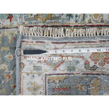 Load image into Gallery viewer, 2&#39;x3&#39; Grayish Blue With Soft Color Palette, Organic Wool, Denser Weave, Broken And Erased Persian Heriz, All Over Design, Hand Knotted, Mat, Oriental Rug FWR60222