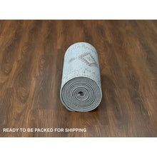 Load image into Gallery viewer, 2&#39;9&quot;x18&#39; White Gray, Organic Wool, Hand Knotted, Persian Village Inspired, Geometric Elements Design, Natural Dyes, Denser Weave, Xl Runner, Oriental Rug FWR60234