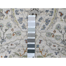 Load image into Gallery viewer, 2&#39;x3&#39; Ice Gray, Oushak With Floral Motifs, Natural Wool, Hand Knotted, Denser Weave, Mat, Oriental Rug FWR60264
