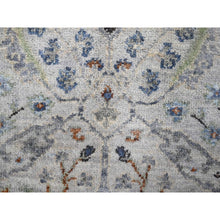 Load image into Gallery viewer, 2&#39;x3&#39; Ice Gray, Oushak With Floral Motifs, Natural Wool, Hand Knotted, Denser Weave, Mat, Oriental Rug FWR60264