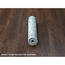 Load image into Gallery viewer, 2&#39;x3&#39; Ice Gray, Oushak With Floral Motifs, Natural Wool, Hand Knotted, Denser Weave, Mat, Oriental Rug FWR60264