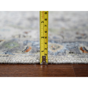 2'x3' Ice Gray, Oushak With Floral Motifs, Natural Wool, Hand Knotted, Denser Weave, Mat, Oriental Rug FWR60264