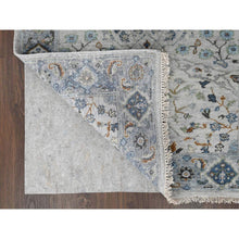 Load image into Gallery viewer, 3&#39;x4&#39;10&quot; Platinum Gray, Denser Weave, Oushak with Floral Motifs, Natural Wool, Hand Knotted, Oriental Rug FWR60270