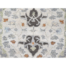 Load image into Gallery viewer, 9&#39;10&quot;x9&#39;10&quot; Bright Gray, Natural Wool, Denser Weave, Oushak With Floral Motifs, Hand Knotted, Square, Oriental Rug FWR60282