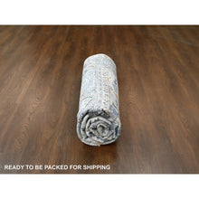 Load image into Gallery viewer, 9&#39;10&quot;x9&#39;10&quot; Bright Gray, Natural Wool, Denser Weave, Oushak With Floral Motifs, Hand Knotted, Square, Oriental Rug FWR60282
