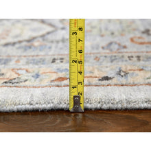 Load image into Gallery viewer, 9&#39;10&quot;x9&#39;10&quot; Bright Gray, Natural Wool, Denser Weave, Oushak With Floral Motifs, Hand Knotted, Square, Oriental Rug FWR60282